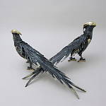 Статуэтка бронзовая пара Фазаны синие Bronze Birds варинант исполнения - 3 | Loft Concept в Москве