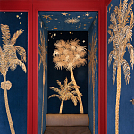 Обои с вышивкой ручной работы Deco Palms Original colourway on velvet варинант исполнения - 1 | Loft Concept в Москве