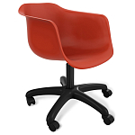 Стул пластиковый красного цвета на колесиках с подъемно-поворотным механизмом Eames Red варинант исполнения - 1 | Loft Concept в Москве