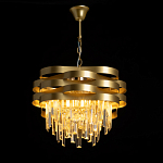 Люстра цвета матового золота с металлическими лентами и длинными прозрачными подвесками Gilded Waves варинант исполнения - 3 | Loft Concept в Москве