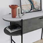 Консоль напольная серая с выдвижным ящиком и 2-мя полками с белой столешницей OTIS CONSOLE RETRO GRAY варинант исполнения - 4 | Loft Concept в Москве