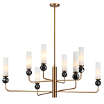 Люстра на штанге с 8-ю цилиндрическими матовыми плафонами и шарами из камня Orb Essence варинант исполнения - 5 | Loft Concept в Москве