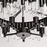 Люстра круглая из матового черного металла с подвесками из прозрачных стеклянных трубок Noir Tubes варинант исполнения - 10 | Loft Concept в Москве