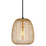 Подвесной светильник со стеклянным плафоном цилиндрической формы и металлической сеткой Metal Mesh Gold варинант исполнения - 1 | Loft Concept в Москве