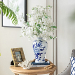 Ваза с бело-синей росписью и изображением цветов Blue & White Ornament варинант исполнения - 5 | Loft Concept в Москве