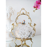 Конфетница с бронзовой ручкой и фарфоровой птичкой на крышке Eden Garden варинант исполнения - 4 | Loft Concept в Москве