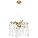 Люстра подвесная круглая в виде ветвей деревьев бронзового цвета с прозрачными подвесками-каплями Droplet Chandelier варинант исполнения - 3 | Loft Concept в Москве