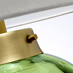 Настольная лампа с шарообразным прозрачным основанием из цветного переработанного стекла и белым цилиндрическим абажуром Elstead Lighting варинант исполнения - 2 | Loft Concept в Москве