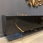 Дизайнерский комод чёрный глянцевый с основанием в виде золотых ветвей Meta Credenza  варинант исполнения - 3 | Loft Concept в Москве