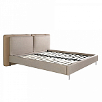 Кровать двуспальная серая с изголовьем из экокожи и ткани Modern Look варинант исполнения - 4 | Loft Concept в Москве