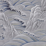 Обои ручная роспись Matsushima Waves Hokusai on Gun Metal dyed silk варинант исполнения - 2 | Loft Concept в Москве