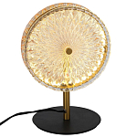 Настольная лампа с плафоном из рельефного стекла Peony Glass Bronze  варинант исполнения - 2 | Loft Concept в Москве