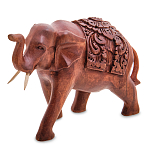 Статуэтка из дерева суар в виде слона в традиционном облачении Elephant in blanket варинант исполнения - 1 | Loft Concept в Москве