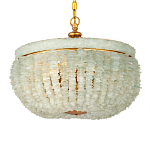 Подвесной светильник с каскадом из стеклянных декоративных элементов на золотом каркасе Shining Sea Glass варинант исполнения - 3 | Loft Concept в Москве