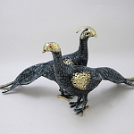 Статуэтка бронзовая пара Павлины синие Bronze Birds варинант исполнения - 1 | Loft Concept в Москве