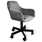 Стул с мягкой серой обивкой из велюра и подъемно-поворотным механизмом на черных колесиках Harper Gray варинант исполнения - 1 | Loft Concept в Москве