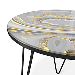 Стол журнальный c круглой столешницей из стекла серого цвета Gray and Gold Marble варинант исполнения - 3 | Loft Concept в Москве