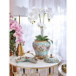 Блюдо из голубого фарфора с бронзовой ручкой в виде ветки Blue Garden варинант исполнения - 4 | Loft Concept в Москве