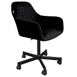 Стул с мягкой черной обивкой из велюра и подъемно-поворотным механизмом на колесиках Harper Black варинант исполнения - 1 | Loft Concept в Москве