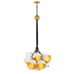 Люстра с 15-ю белыми  плафонами с золотой внутренней поверхностью Hinkley варинант исполнения - 7 | Loft Concept в Москве