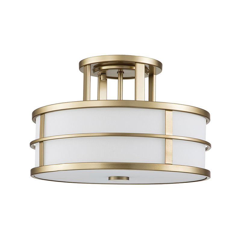 Потолочный светильник с белым матовым абажуром в металлическом каркасе Feiss Белый Латунь в Москве | Loft Concept 