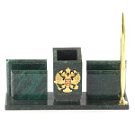 Настольный письменный набор из змеевика с визитницами и ручкой Successful Leader варинант исполнения - 1 | Loft Concept в Москве