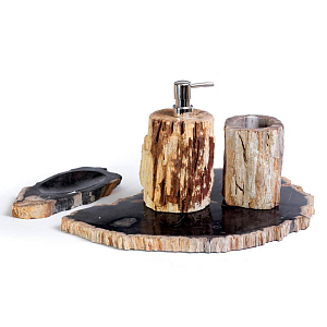 Набор аксессуаров для ванной из окаменелого дерева