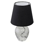 Настольная лампа с черным тканевым абажуром и фактурным прозрачным основанием Black Cone варинант исполнения - 1 | Loft Concept в Москве