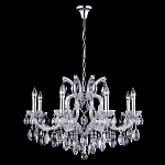 Люстра подвесная с 8-ю лампочками и прозрачными хрустальными подвесками на хромированном основании Crystal lamps варинант исполнения - 2 | Loft Concept в Москве