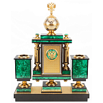 Настольный письменный набор из малахита и долерита с декором в виде герба России Leader Organizer варинант исполнения - 3 | Loft Concept в Москве