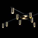 Потолочный светильник с 10-ю цилиндрическими плафонами цвета латунь TRIBES CHANDELIER варинант исполнения - 4 | Loft Concept в Москве