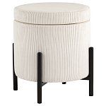 Молочный пуф на черных ножках SANJAY варинант исполнения - 1 | Loft Concept в Москве