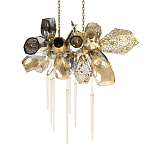 Люстра подвесная с 18-ю стеклянными плафонами с вертикальными подвесками Gilded Mirage  варинант исполнения - 1 | Loft Concept в Москве