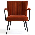Кресло бархатное с подлокотниками на металлическом каркасе Oriel Retro Armchair варинант исполнения - 2 | Loft Concept в Москве