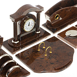 Настольный письменный набор с часами из природного камня обсидиана Competent Leader варинант исполнения - 4 | Loft Concept в Москве