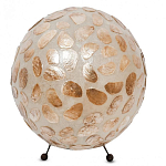 Настольная лампа из перламутра на металлическом каркасе Indonesian Circle варинант исполнения - 1 | Loft Concept в Москве