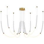 Люстра подвесная с 6-ю изогнутыми плафонами и белыми декоративными шариками PEARLS Suspension варинант исполнения - 4 | Loft Concept в Москве
