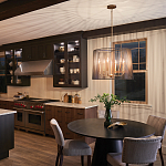 Люстра цвета латунь с 6-ю лампами свечами внутри цилиндрического абажура из черных металлических реек Kichler варинант исполнения - 7 | Loft Concept в Москве