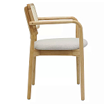 Стул обеденный с мягким сиденьем и спинкой из плетеного ротанга Wood and Textile Chair варинант исполнения - 2 | Loft Concept в Москве