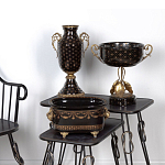 Ваза черного цвета из фарфора с золотистым узором и бронзовыми элементами Eden Garden porcelain and bronze варинант исполнения - 5 | Loft Concept в Москве