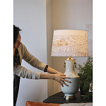 Настольная лампа с принтом на белом тканевом абажуре Roof Garden Lamp варинант исполнения - 5 | Loft Concept в Москве