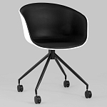 Офисное кресло из пластика с мягким сиденьем Eggshell Black варинант исполнения - 2 | Loft Concept в Москве