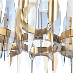 Люстра с вертикальными стеклянными элементами и металлическим каркасом цвета Латунь Vertical Glass варинант исполнения - 4 | Loft Concept в Москве