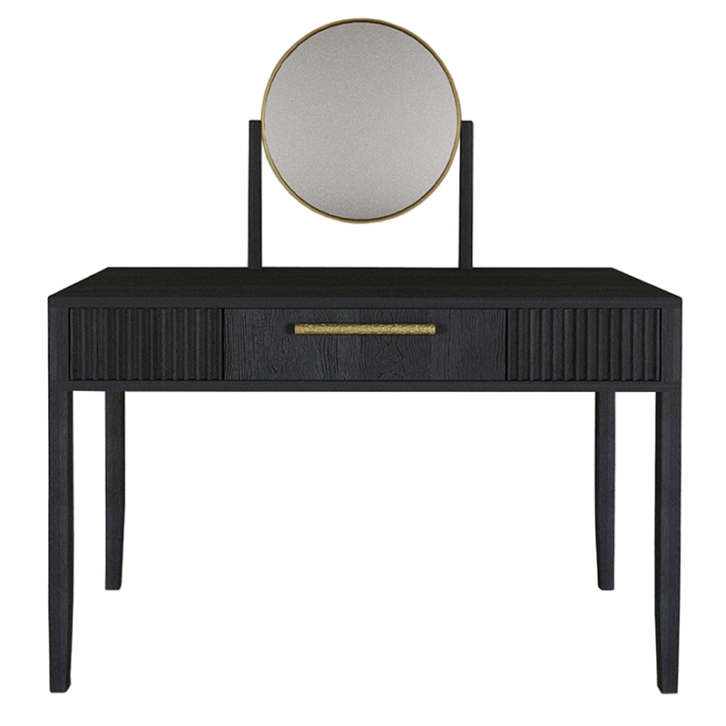 Туалетный Стол с зеркалом Primo Черный дуб Черный матовый Золотой в Москве | Loft Concept 