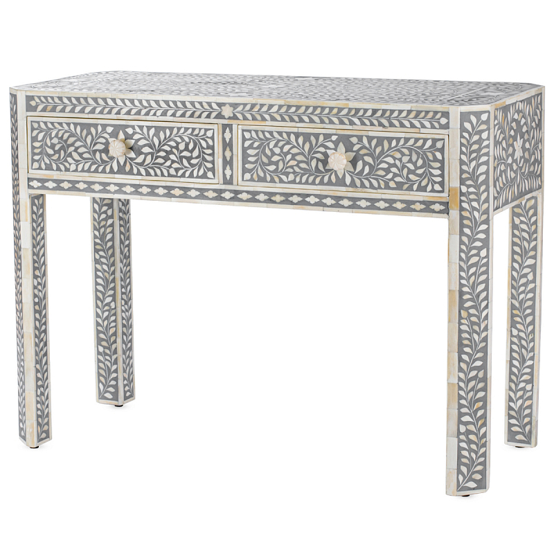      BONE INLAY CONSOL TABLE 2 DRAWER ivory (   )    | Loft Concept 