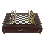 Шахматы в ларце из натуральных камней Долерит Малахит Мрамор Decorative Thematic Chess Русь варинант исполнения - 9 | Loft Concept в Москве