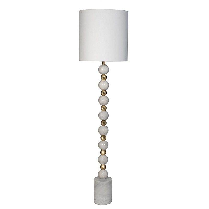 Торшер мраморный с белым абажуром Floor lamp Jewelry Белый Золотой в Москве | Loft Concept 