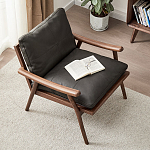 Кресло c каркасом из массива дерева и мягкой кожаной обивкой Walnut Armchair варинант исполнения - 2 | Loft Concept в Москве