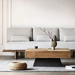 Дизайнерский журнальный стол квадратный с черным трапециевидным основанием Wokab варинант исполнения - 1 | Loft Concept в Москве