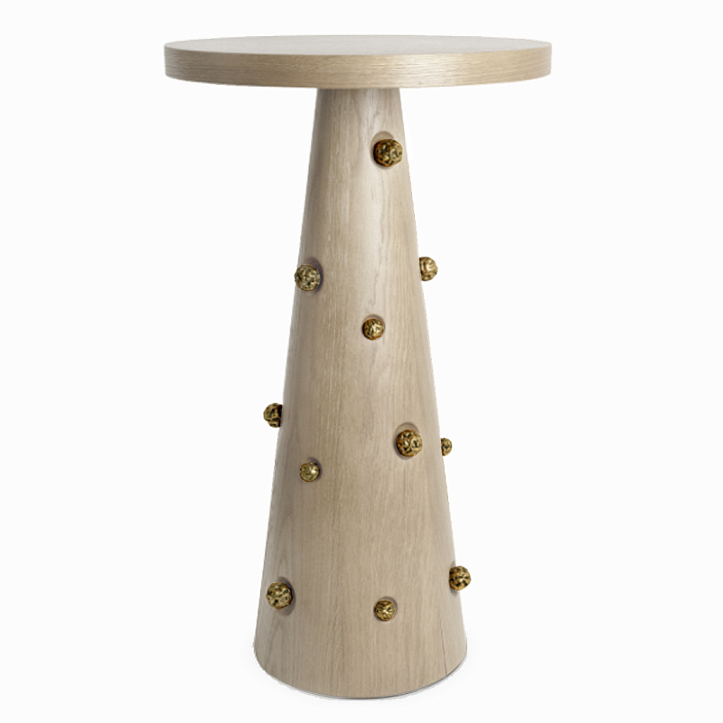 Приставной столик Okinawa Gray Side table Бежевый Золотой в Москве | Loft Concept 